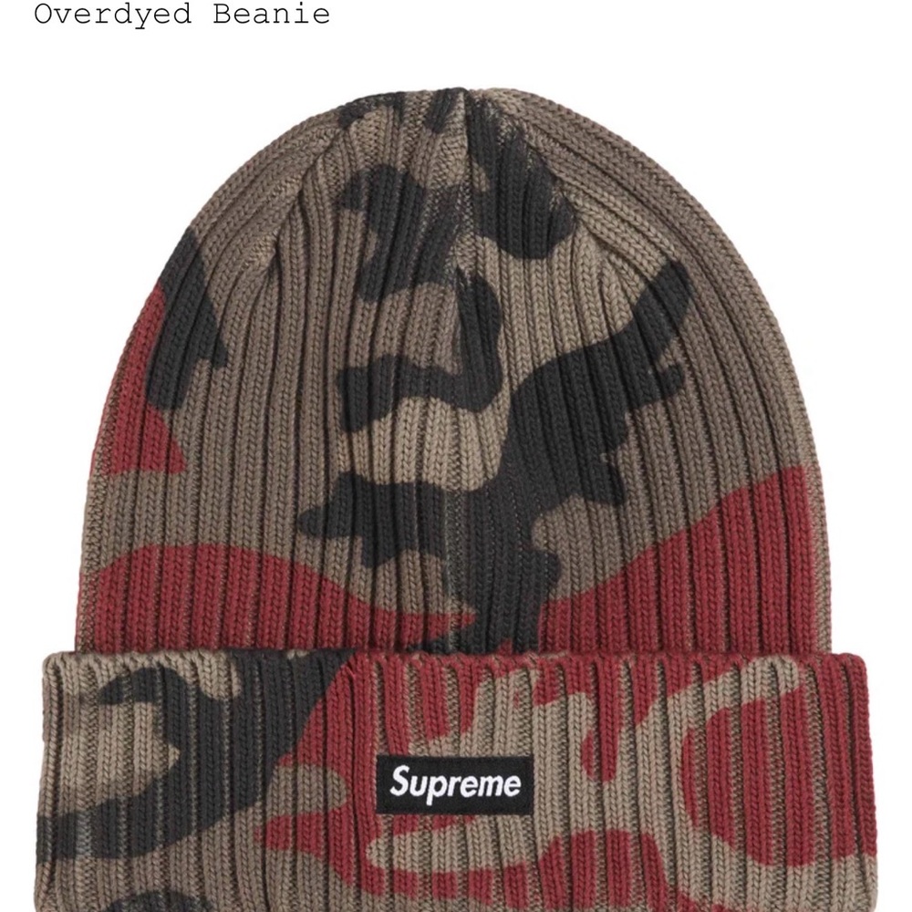 Supreme Camouflage Ribbed Beanie - Red & Brown